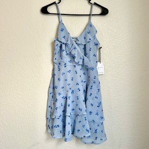 NEW JAPNA Baby Blue Floral Ruffle Romper Dress